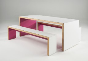 Waldo table with matching benches